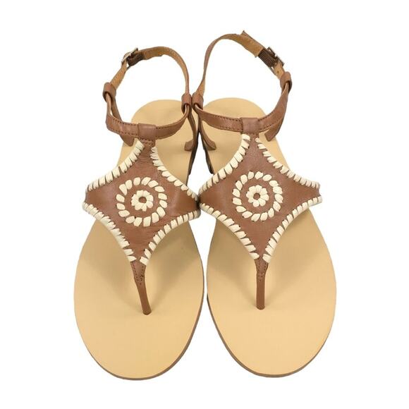 Jack Rogers Maci Leather Sandal Cognac Bone - Picture 3 of 12